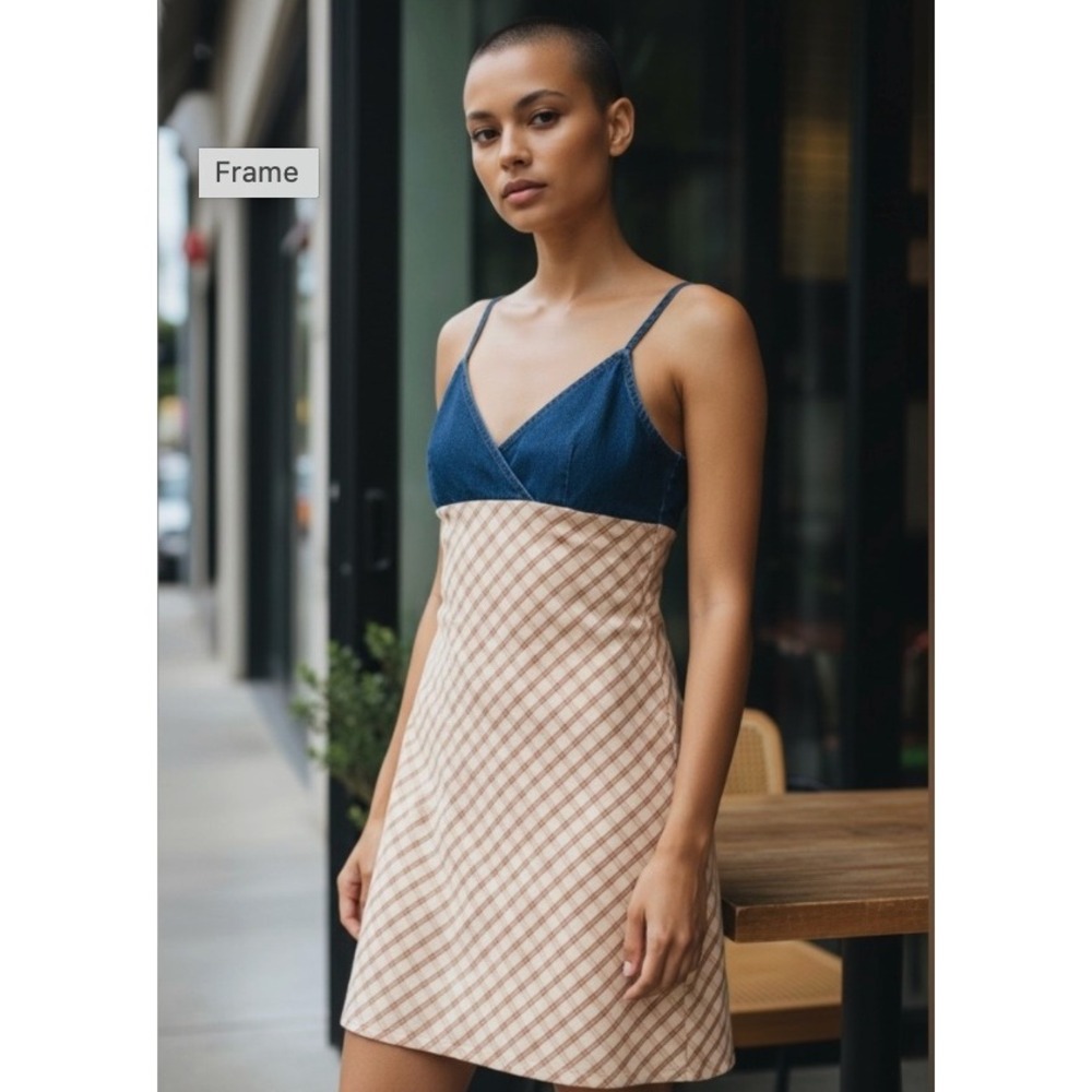 Aqua Blues Vintage Y2K Plaid Denim Mini‎ Dress M